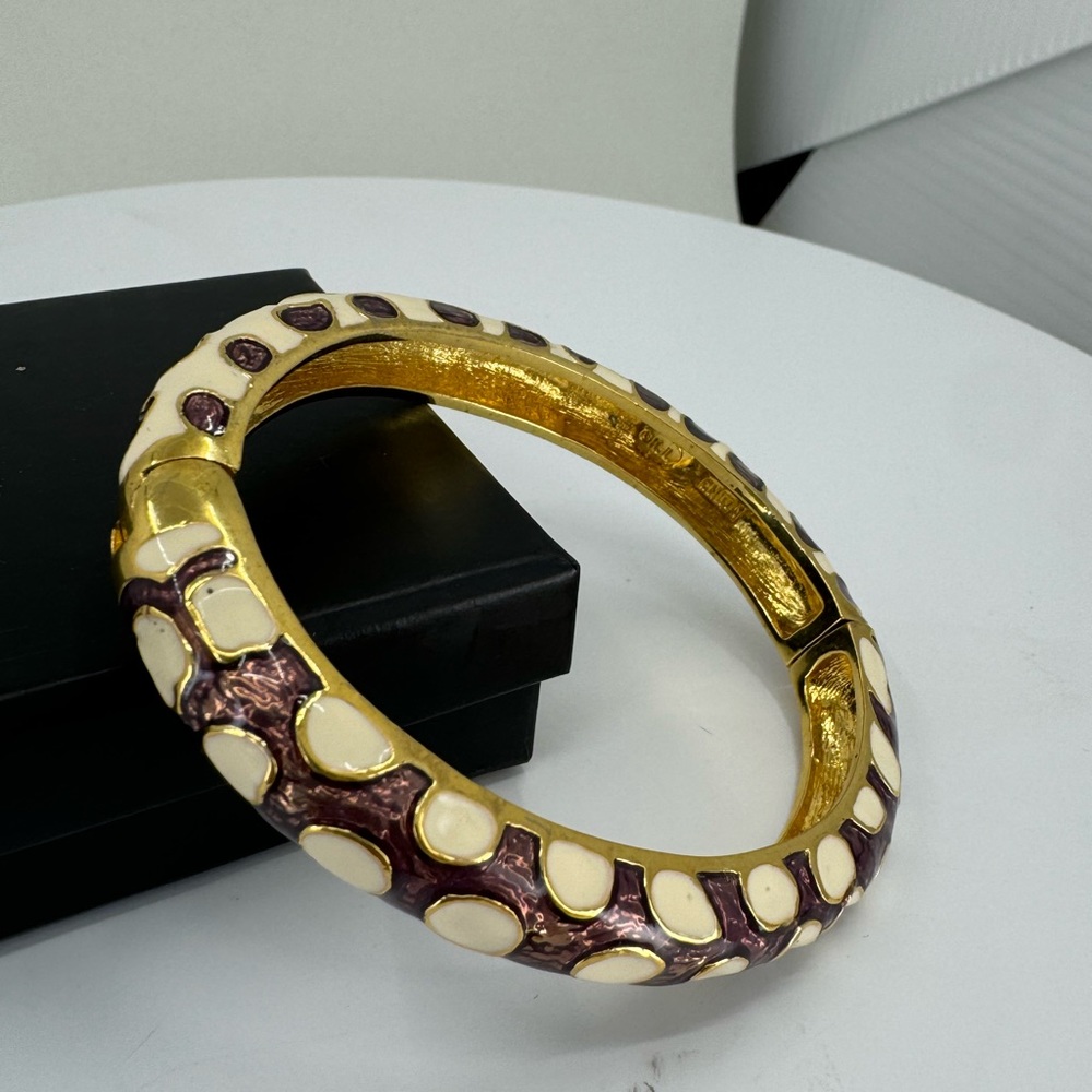 Kenneth Jay Lane Enamel Hinge Animal Print Bacelet